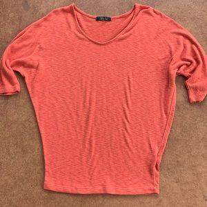 Laila Jayde "Bowie 3/4 Sleeve Dolman Knit Top", Coral, Women's XS